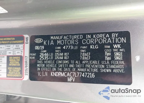 2020 Kia Sportage Lx из США, поврежденный, VIN KNDPMCAC7L7747216